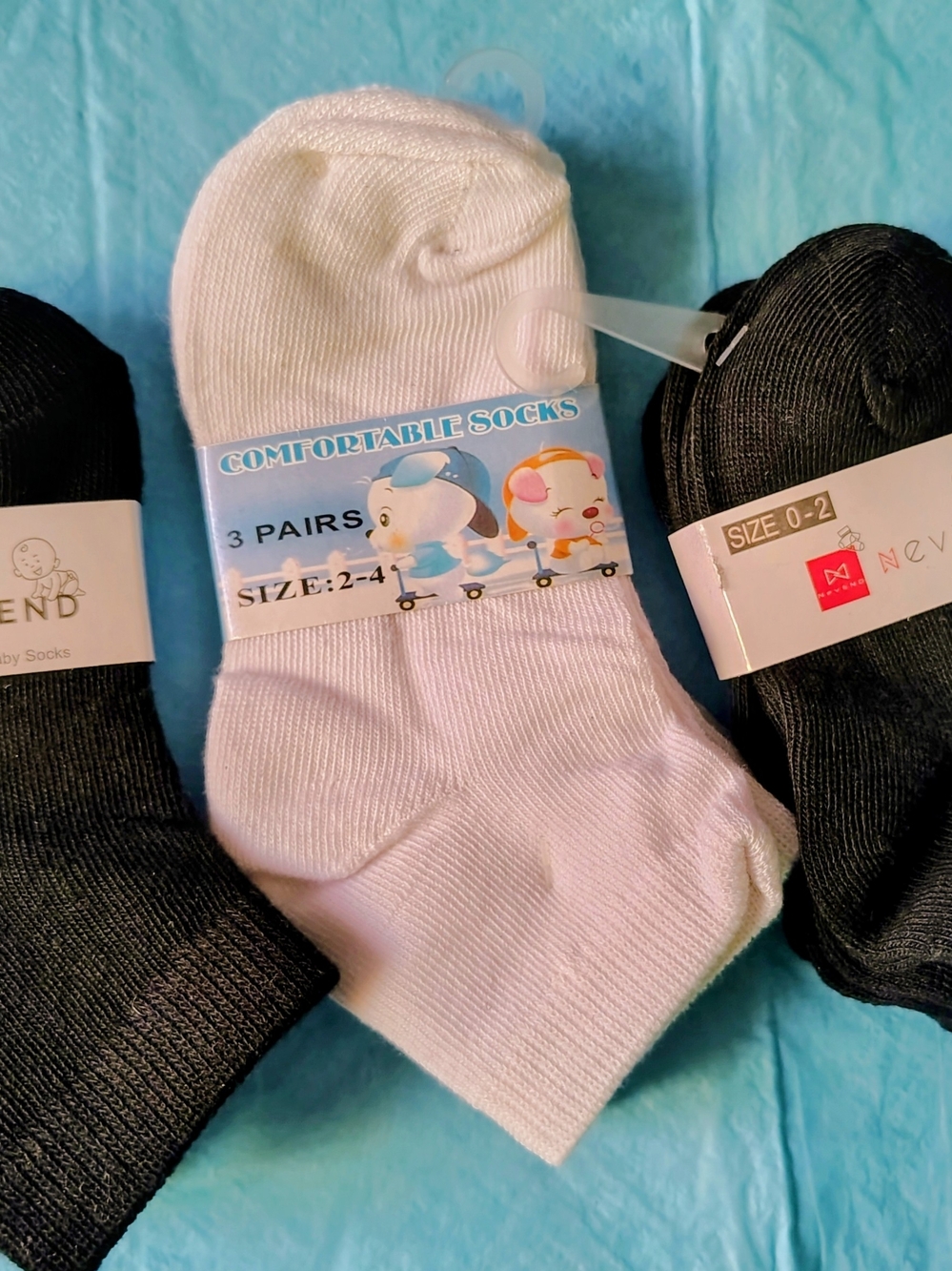 🟡🔥TODDLER Socks 3-Pack - White & Black- 9prs Of Sox In All Sizes- 2-4,& 0-2yr